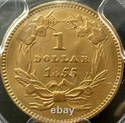 1855 US $1 Gold Coin TYPE 2 PRINCESS PCGS AU 53 Very Original Nice Color 1855 US $1 Gold Coin TYPE 2 PRINCESS PCGS AU 53 Very Original Nice Color