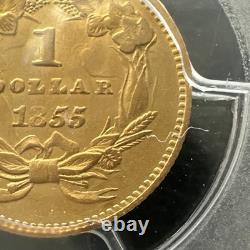 1855 US $1 Gold Coin TYPE 2 PRINCESS PCGS AU 53 Very Original Nice Color 1855 US $1 Gold Coin TYPE 2 PRINCESS PCGS AU 53 Very Original Nice Color