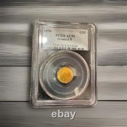 1856 Gold $1. PCGS-AU58. Slanted 5. Beautiful Coin