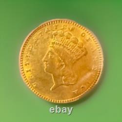 1856 Gold $1. PCGS-AU58. Slanted 5. Beautiful Coin