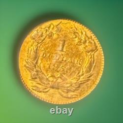 1856 Gold $1. PCGS-AU58. Slanted 5. Beautiful Coin