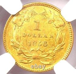1856 Indian Gold Dollar G$1 Certified NGC AU58 Rare Coin