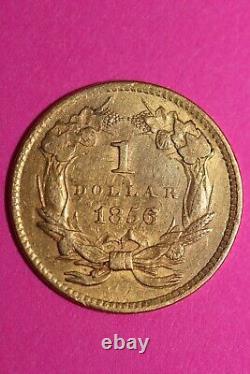 1856 P $1 Gold Coin Liberty Head Scarce Semi Key Date Early Coin. 900 Fine 16