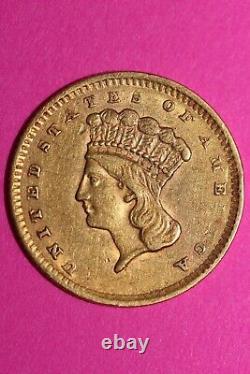 1856 P $1 Gold Coin Liberty Head Scarce Semi Key Date Early Coin. 900 Fine 18