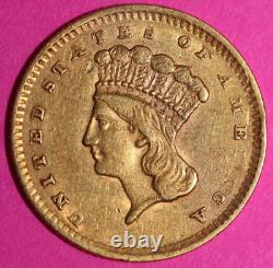 1856 P $1 Gold Coin Liberty Head Scarce Semi Key Date Early Coin. 900 Fine 18