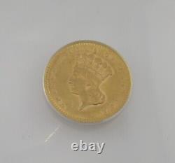 1856 Slanted 5 $1 Indian Princess Head Gold Dollar Coin Graded By ANACS AU 58