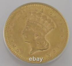 1856 Slanted 5 $1 Indian Princess Head Gold Dollar Coin Graded By ANACS AU 58