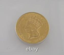 1856 Slanted 5 $1 Indian Princess Head Gold Dollar Coin Graded By ANACS AU 58