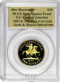 1857/0 $10 49er Horseman. 906 Fine Gold from S. S. Central America PCGS Coin