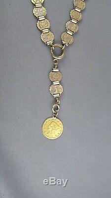 1857 Gold Coin Victorian AIE MEMENTO MORI Rose Gold Bookchain POCKET WATCH 42.5g