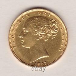 1857 Gold Shield Back Sovereign Coin Extremely Fine Lightly Cleaned