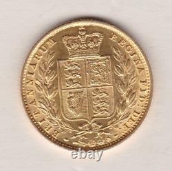 1857 Gold Shield Back Sovereign Coin Extremely Fine Lightly Cleaned