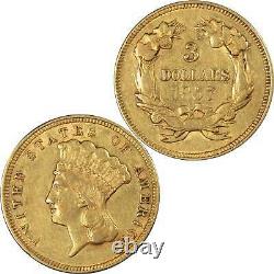 1857 Indian Princess Head XF EF Extremely Fine 90% Gold $3 US Coin Collectible