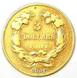 1857-S Three Dollar Indian Gold Coin $3 Fine / VF Detail Rare S Mint Date