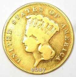 1857-S Three Dollar Indian Gold Coin $3 Fine / VF Detail Rare S Mint Date