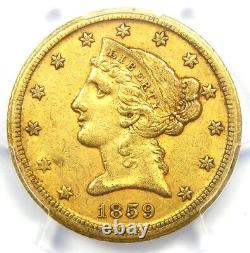 1859-D Liberty Gold Half Eagle $5 PCGS XF45 (EF45) Rare Dahlonega Gold Coin