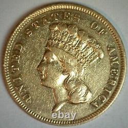 1859 Indian Head US Three Dollar GOLD Coin Very Fine Circulated $3 Philadelphia