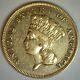 1859 Indian Head Us Three Dollar Gold Coin Very Fine Circulated $3 Philadelphia