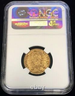 1873 E Gold German State Saxony 20 Mark Johann Coin Ngc Extremely Fine 45