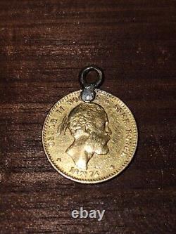 1874 Norway 10 Kroner. 90 FINE 18K GOLD COIN PENDANT RARE COIN. 1296 ounce