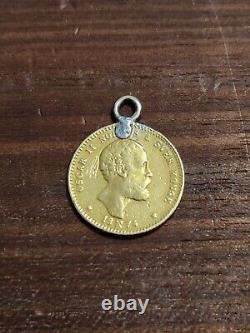 1874 Norway 10 Kroner. 90 FINE 18K GOLD COIN PENDANT RARE COIN. 1296 ounce