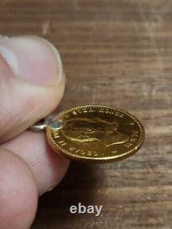 1874 Norway 10 Kroner. 90 FINE 18K GOLD COIN PENDANT RARE COIN. 1296 ounce