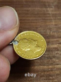 1874 Norway 10 Kroner. 90 FINE 18K GOLD COIN PENDANT RARE COIN. 1296 ounce