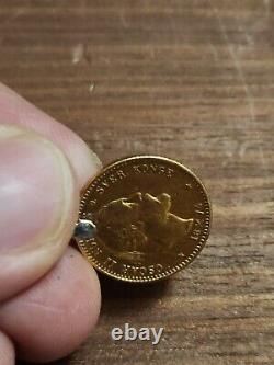 1874 Norway 10 Kroner. 90 FINE 18K GOLD COIN PENDANT RARE COIN. 1296 ounce