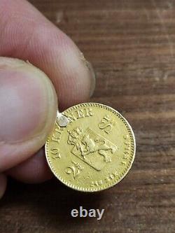 1874 Norway 10 Kroner. 90 FINE 18K GOLD COIN PENDANT RARE COIN. 1296 ounce