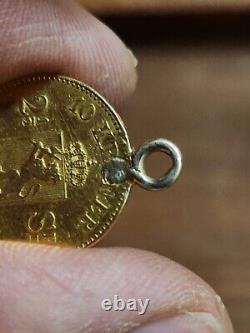 1874 Norway 10 Kroner. 90 FINE 18K GOLD COIN PENDANT RARE COIN. 1296 ounce