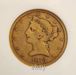 1875 CC $5 Liberty Head Quarter Eagle Gold Coin NGC F 12 Fine Key Date