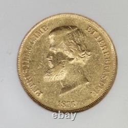 1876 NGC Brazil 10000 Reis Pedro II Gold Coin Extra Fine XF45