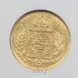 1876 NGC Brazil 10000 Reis Pedro II Gold Coin Extra Fine XF45