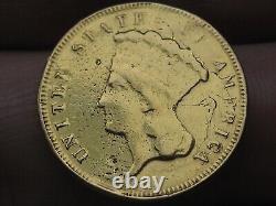 1878 $3 Gold Indian Princess Three Dollar Coin- VG/Fine Details