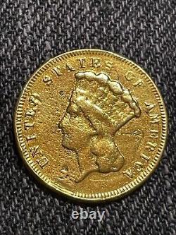 1878 $3 Gold Indian Princess Three Dollar Coin- VG/Fine Details