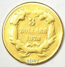 1878 Indian Three Dollar Gold Coin ($3) Fine Details Rare Coin