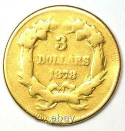 1878 Indian Three Dollar Gold Coin ($3) Fine Details Rare Coin