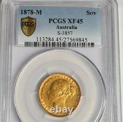 1878-M Gold Sovereign Coin Extra Fine XF45 Melbourne Mint