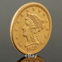 1878 US $2 1/2 Dollar Liberty Head, Quarter Eagle, Solid Fine Gold Coin, NR