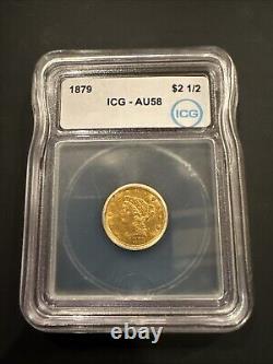 1879 Liberty Head $2.5 Quarter Eagle Gold Coin ICG AU58