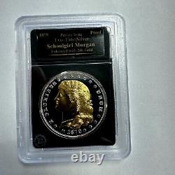 1879 Schoolgirl Morgan 24k Gold Gilded Coin 1 Troy Oz. 999 Fine Silver Art Proof