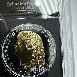 1879 Schoolgirl Morgan 24k Gold Gilded Coin 1 Troy Oz. 999 Fine Silver Art Proof