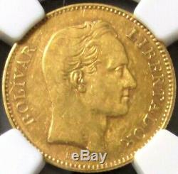 1880 Gold Venezuela 20 Bolivares Coin Ngc Extra Fine 40 Variety 18 Close