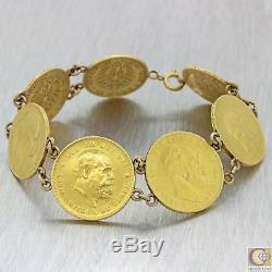 1880s Antique Victorian French Francs Napoleon III Gold Coin Gypsy Bracelet J8