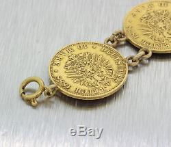 1880s Antique Victorian French Francs Napoleon III Gold Coin Gypsy Bracelet J8