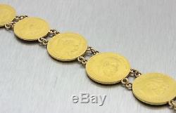 1880s Antique Victorian French Francs Napoleon III Gold Coin Gypsy Bracelet J8