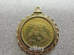 1881 Half Eagle $5 Gold Coin in 14k Gold Bezel Charm or Pendant and NO RESERVE