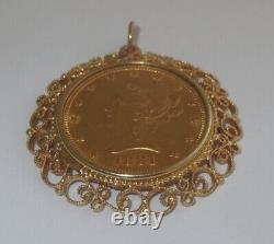 1881 Liberty Head $10 U. S. Mint Gold Coin with14K Gold Pendant Bezel, 23.2 grams