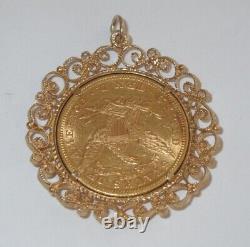 1881 Liberty Head $10 U. S. Mint Gold Coin with14K Gold Pendant Bezel, 23.2 grams