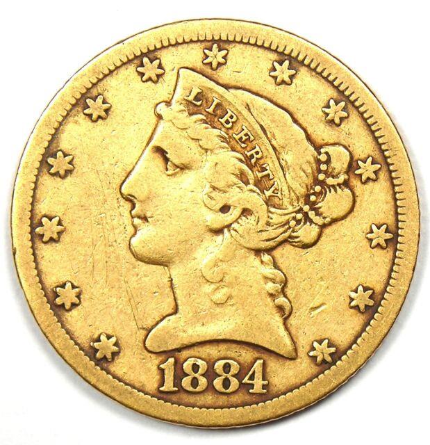 1884-cc Liberty Gold Half Eagle $5 Carson City Coin Fine / Vf Details Rare